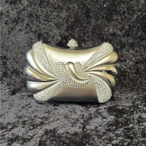 Elegant Daniella Silver Clutch with Crystal Accents